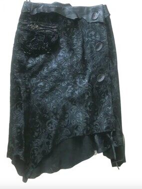Share Spirit Japanese Brand Leather Damask Cowhide Wrap Skirt